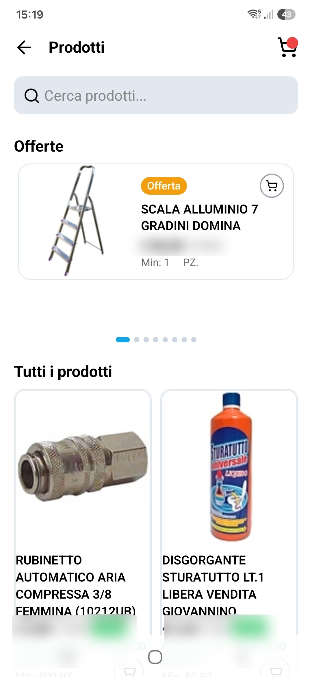 Catalogo prodotti ferramenta ed edilizia nell'app Ueh! Ueh! B2B Store