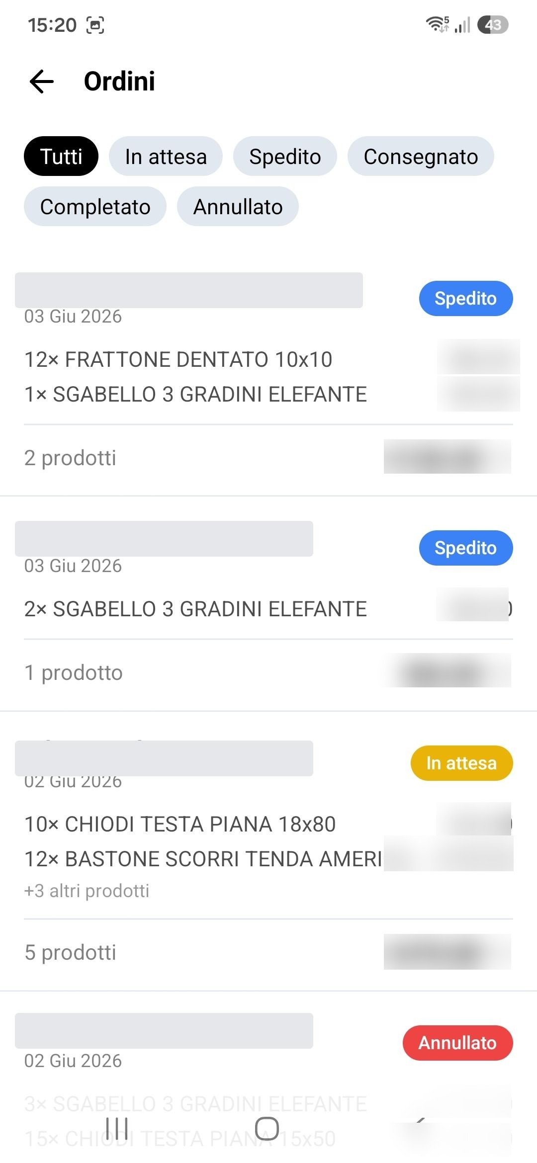 Gestione ordini B2B nell'app Ueh! Ueh! B2B Store